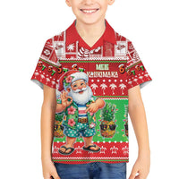 Mele Kalikimaka Hawaii Christmas Family Matching Off Shoulder Short Dress and Hawaiian Shirt Funny Santa 67 Gen Alpha Slang - Polynesian Pride