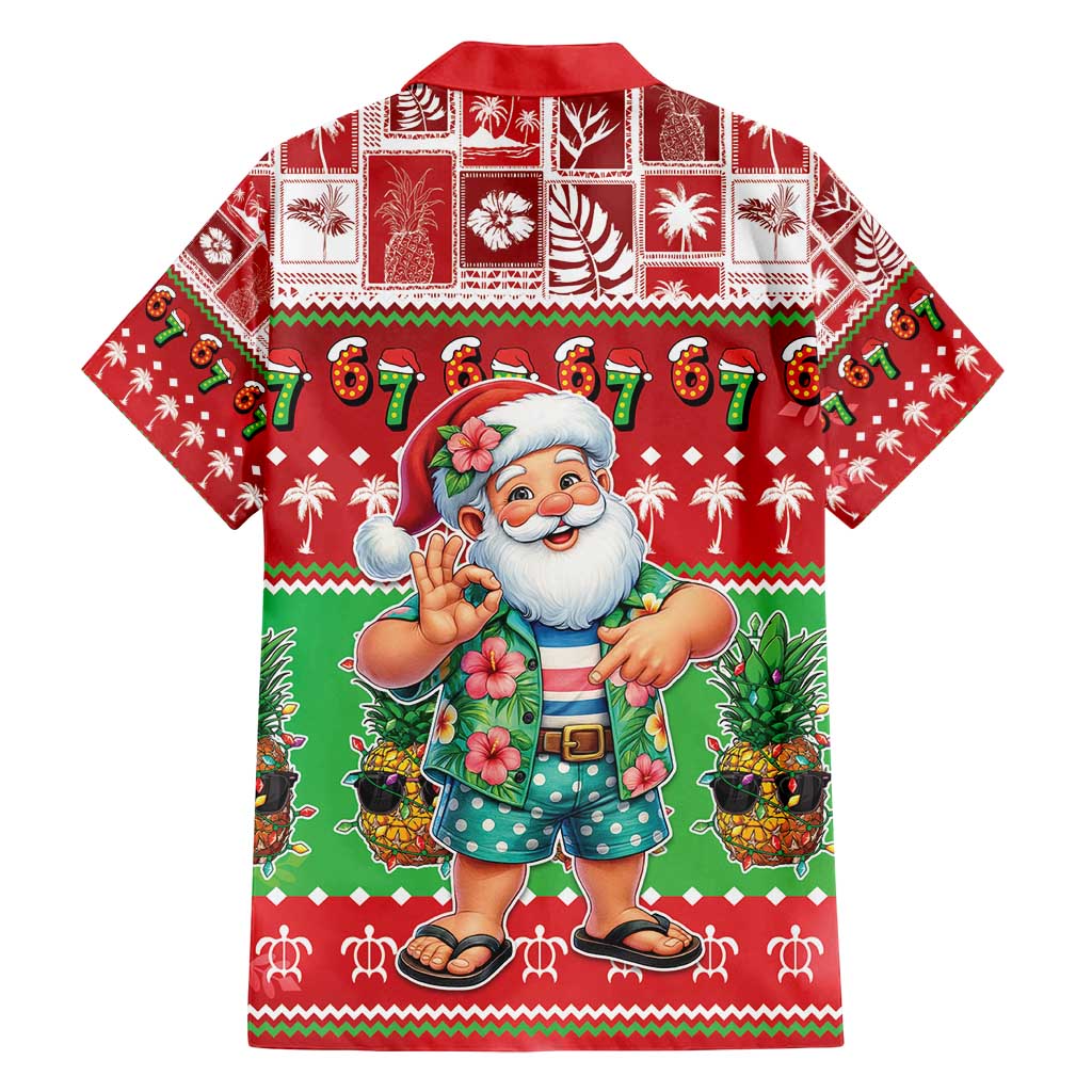 Mele Kalikimaka Hawaii Christmas Family Matching Puletasi and Hawaiian Shirt Funny Santa 67 Gen Alpha Slang - Polynesian Pride