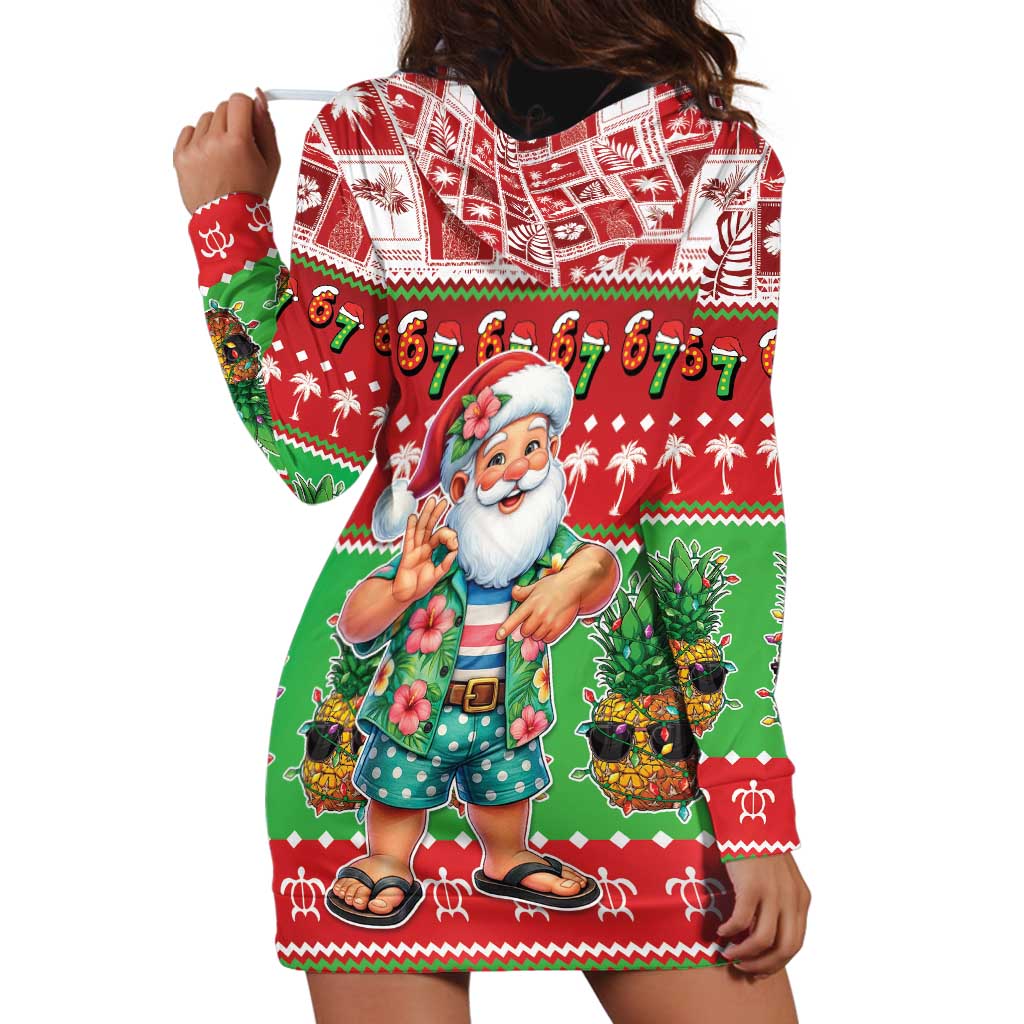 Mele Kalikimaka Hawaii Christmas Hoodie Dress Funny Santa 67 Gen Alpha Slang - Polynesian Pride