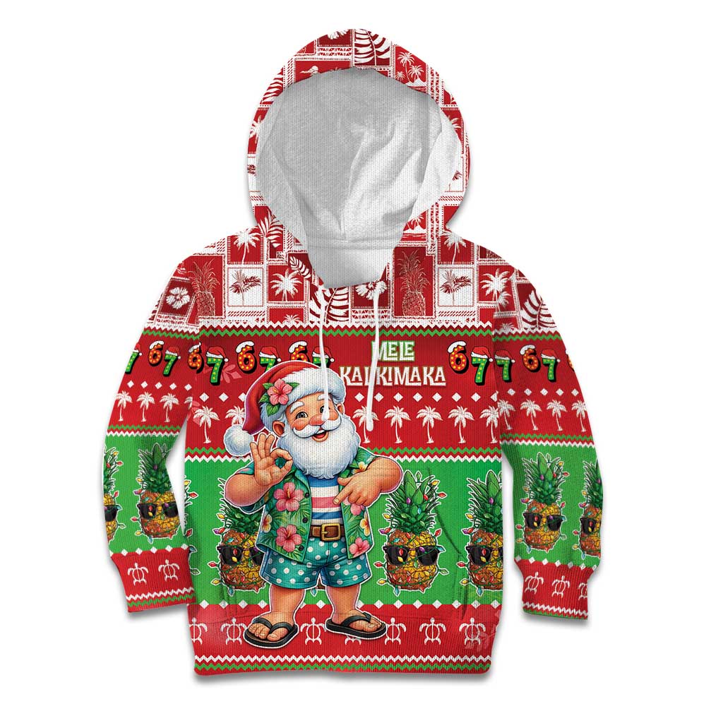 Mele Kalikimaka Hawaii Christmas Kid Hoodie Funny Santa 67 Gen Alpha Slang - Polynesian Pride