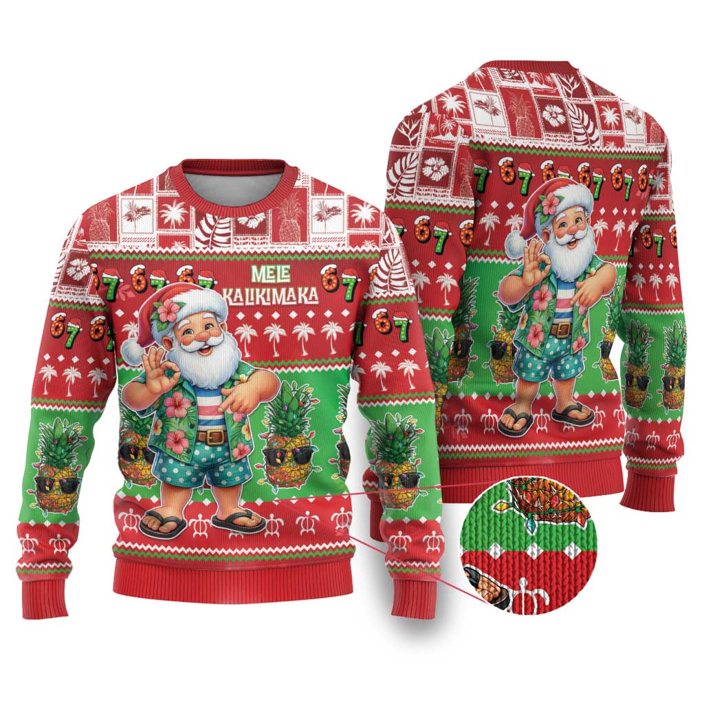 Mele Kalikimaka Hawaii Christmas Ugly Christmas Sweater Funny Santa 67 Gen Alpha Slang - Polynesian Pride