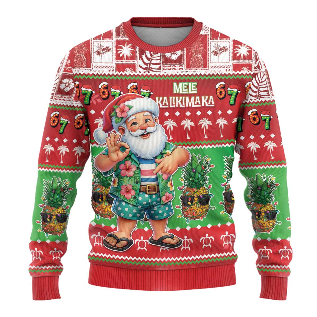 Mele Kalikimaka Hawaii Christmas Ugly Christmas Sweater Funny Santa 67 Gen Alpha Slang - Polynesian Pride