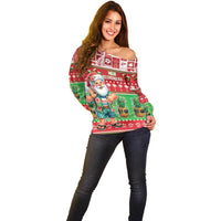 Mele Kalikimaka Hawaii Christmas Off Shoulder Sweater Funny Santa 67 Gen Alpha Slang - Polynesian Pride