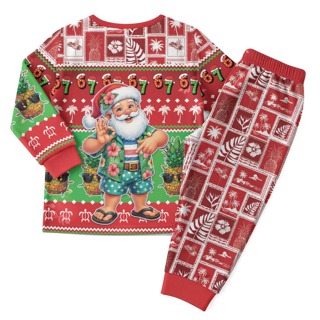 Mele Kalikimaka Hawaii Christmas Pajama Set Funny Santa 67 Gen Alpha Slang - Polynesian Pride