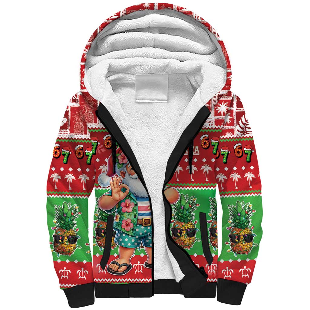 Mele Kalikimaka Hawaii Christmas Sherpa Hoodie Funny Santa 67 Gen Alpha Slang - Polynesian Pride
