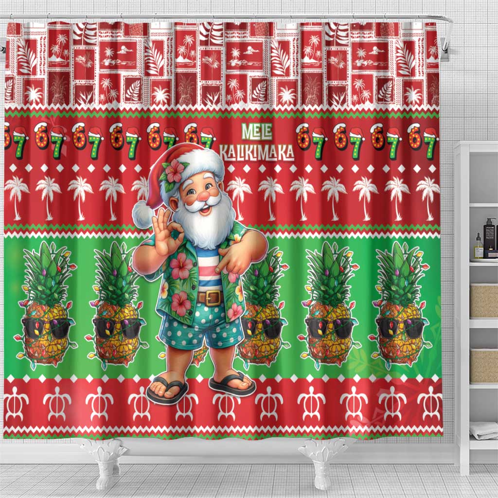 Mele Kalikimaka Hawaii Christmas Shower Curtain Funny Santa 67 Gen Alpha Slang - Polynesian Pride