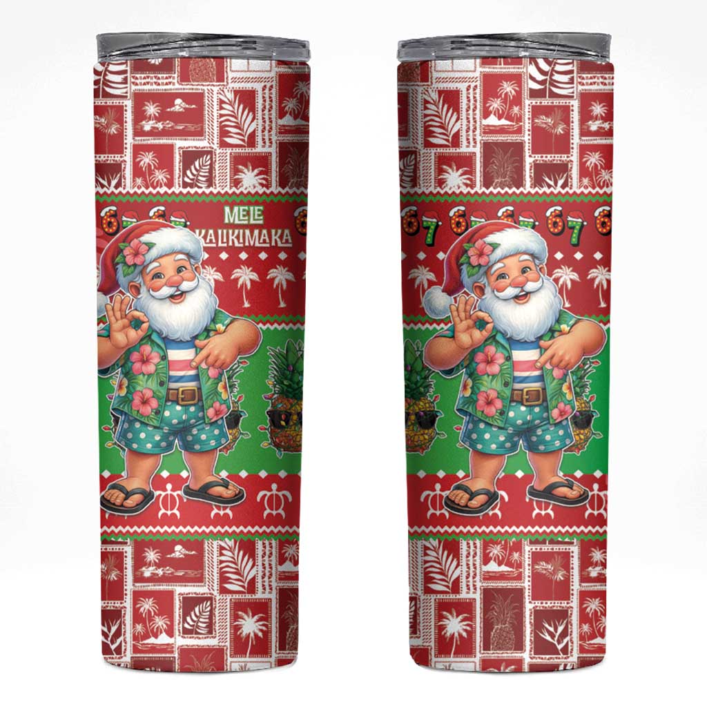Mele Kalikimaka Hawaii Christmas Skinny Tumbler Funny Santa 67 Gen Alpha Slang - Polynesian Pride