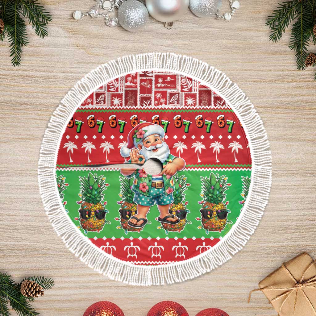 Mele Kalikimaka Hawaii Christmas Tree Skirt Funny Santa 67 Gen Alpha Slang - Polynesian Pride