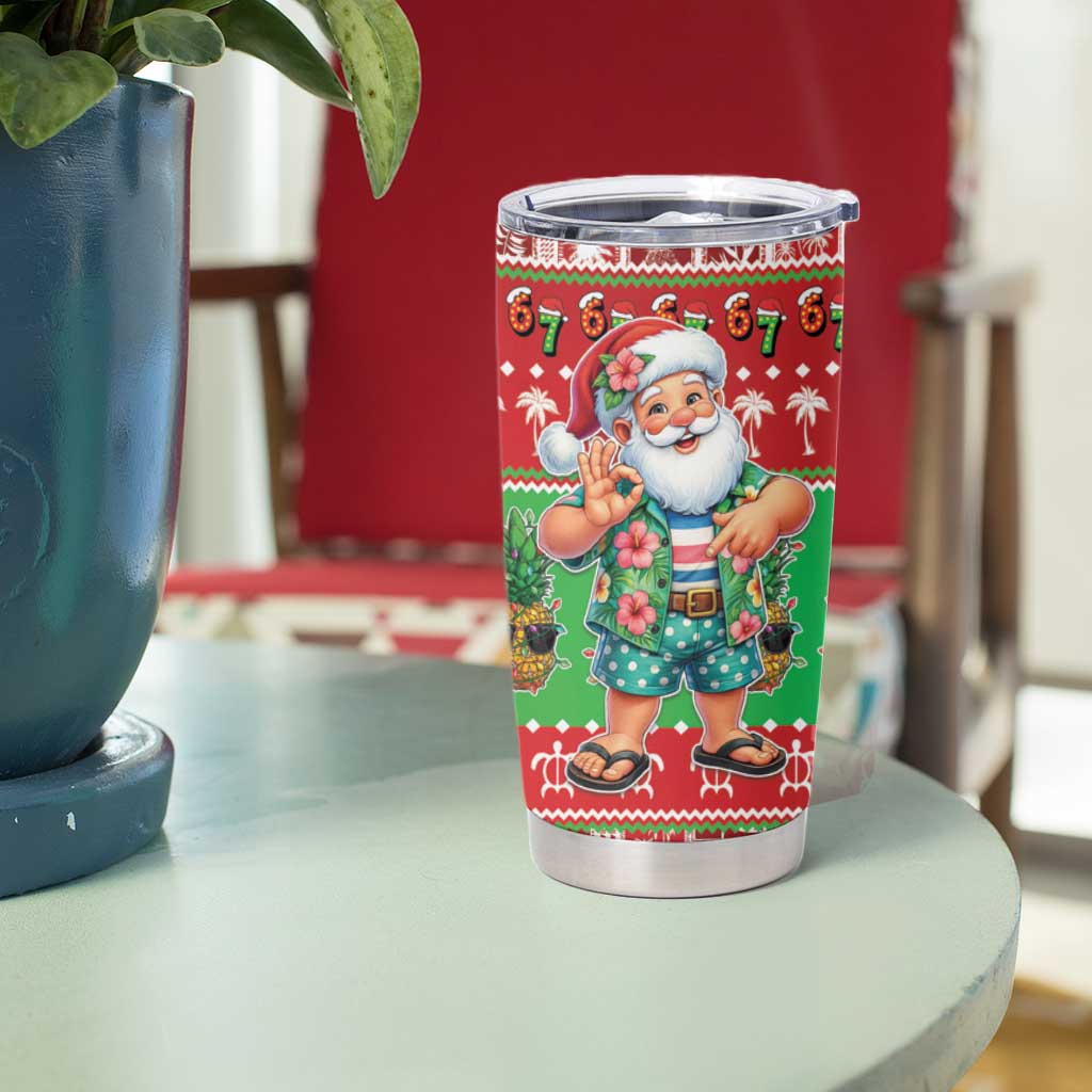 Mele Kalikimaka Hawaii Christmas Tumbler Cup Funny Santa 67 Gen Alpha Slang - Polynesian Pride