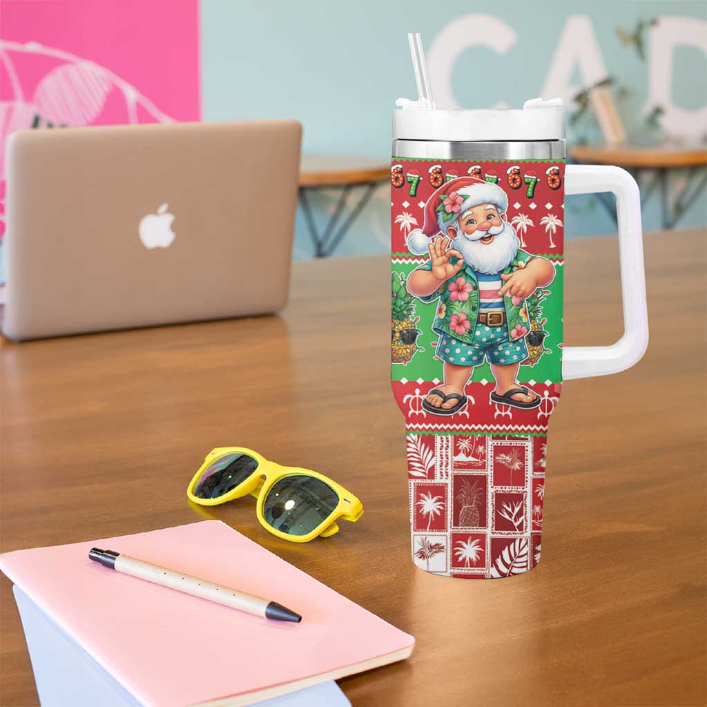 Mele Kalikimaka Hawaii Christmas Tumbler With Handle Funny Santa 67 Gen Alpha Slang - Polynesian Pride