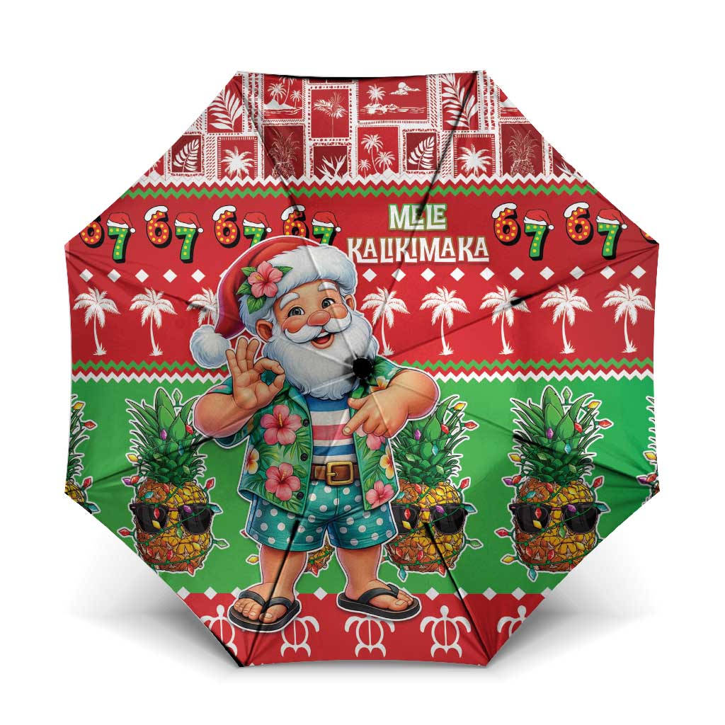 Mele Kalikimaka Hawaii Christmas Umbrella Funny Santa 67 Gen Alpha Slang - Polynesian Pride
