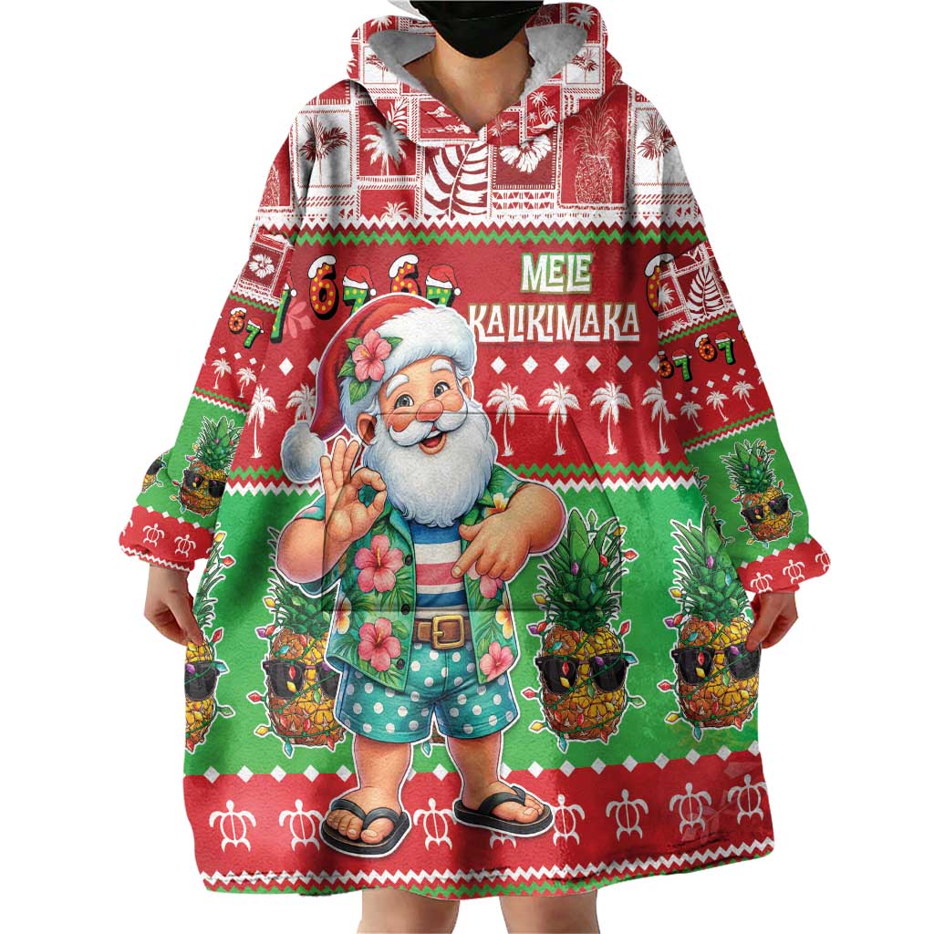 Mele Kalikimaka Hawaii Christmas Wearable Blanket Hoodie Funny Santa 67 Gen Alpha Slang - Polynesian Pride