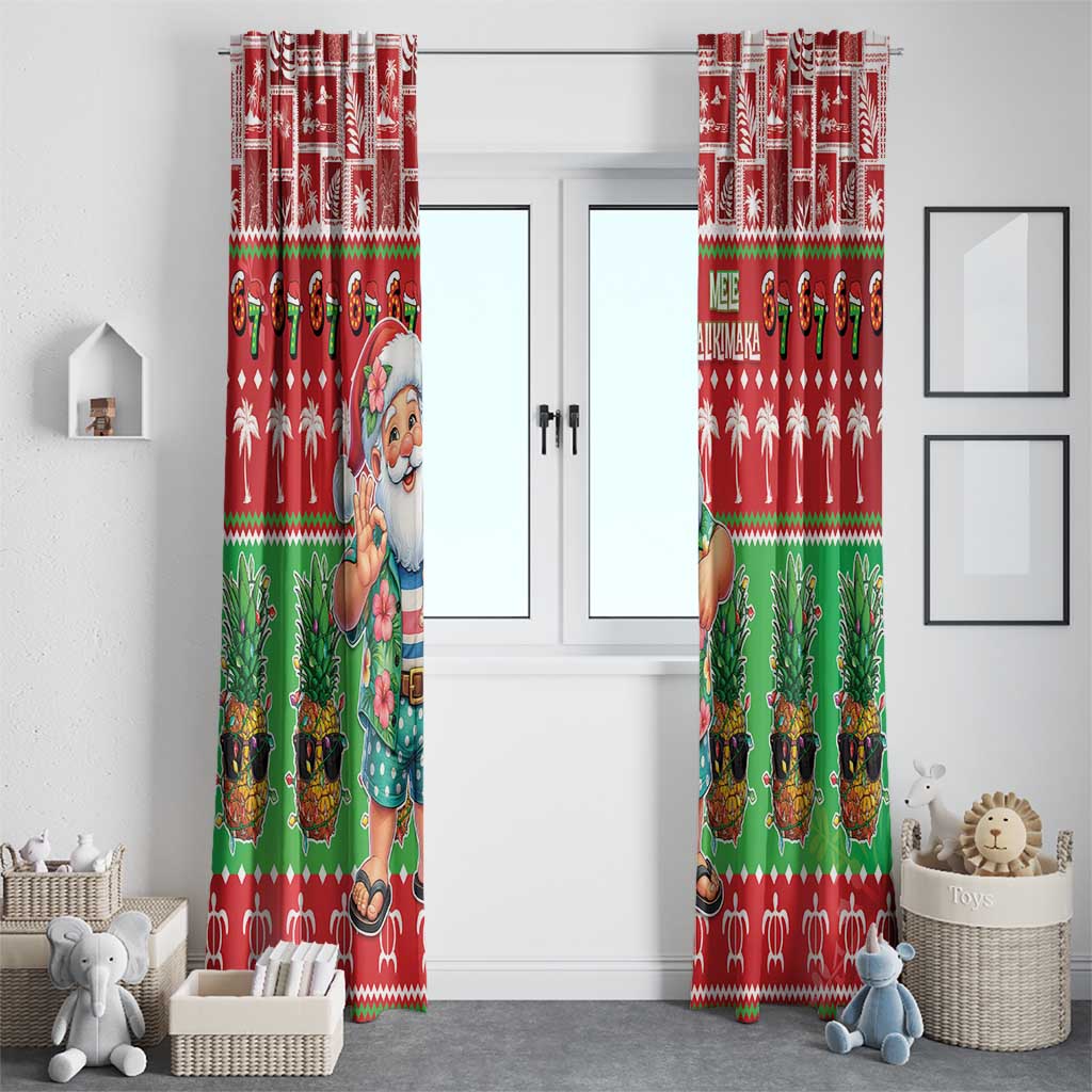 Mele Kalikimaka Hawaii Christmas Window Curtain Funny Santa 67 Gen Alpha Slang - Polynesian Pride