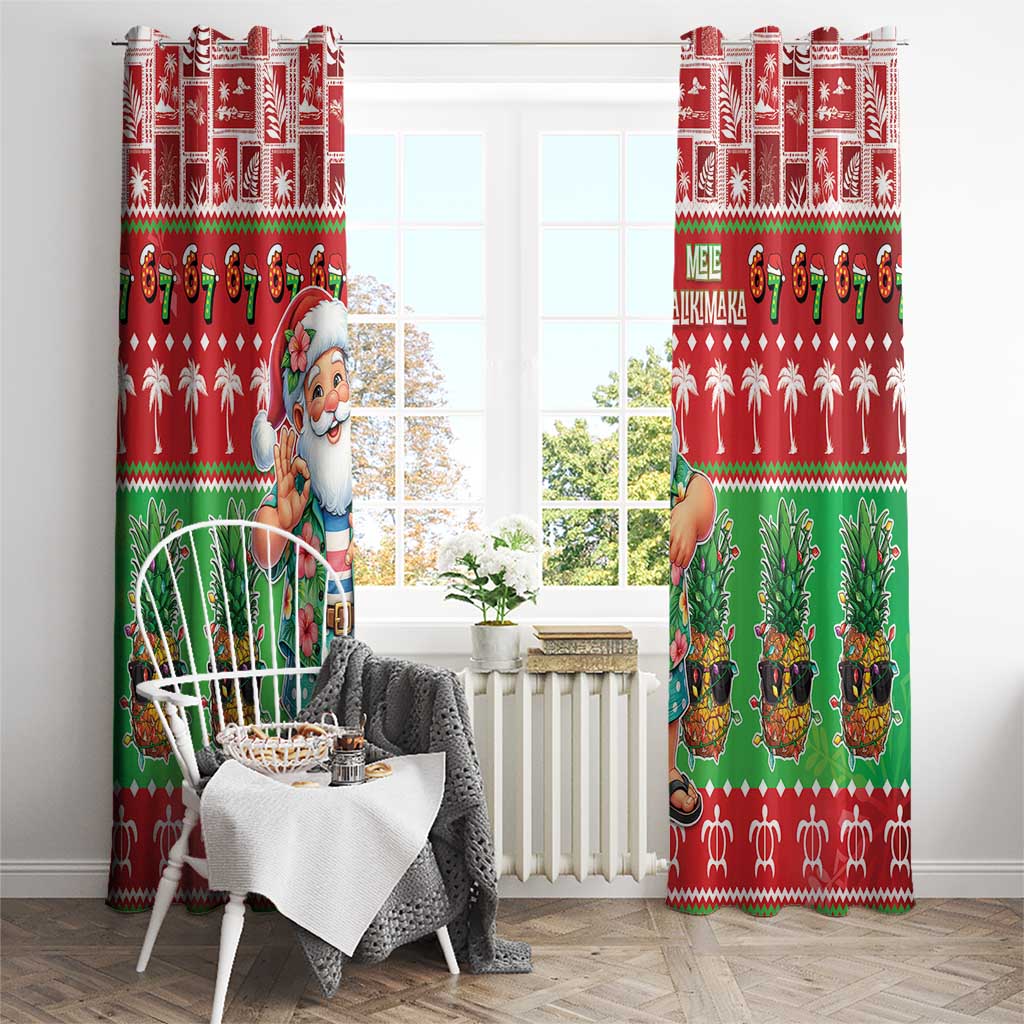 Mele Kalikimaka Hawaii Christmas Window Curtain Funny Santa 67 Gen Alpha Slang - Polynesian Pride