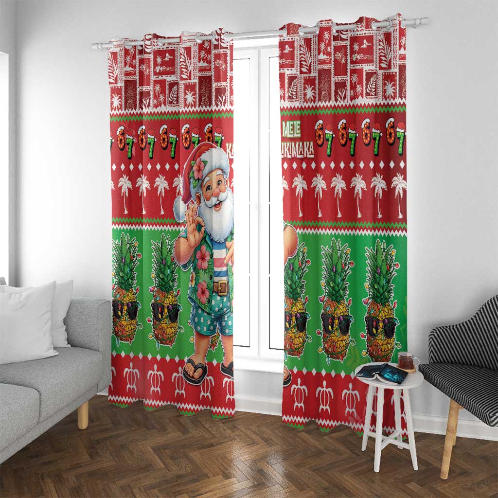 Mele Kalikimaka Hawaii Christmas Window Curtain Funny Santa 67 Gen Alpha Slang - Polynesian Pride