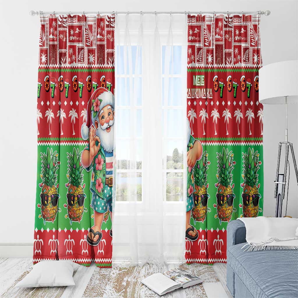 Mele Kalikimaka Hawaii Christmas Window Curtain Funny Santa 67 Gen Alpha Slang - Polynesian Pride
