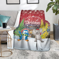 Christmas In July Blanket Funny Dabbing Dance Koala And Blue Penguins