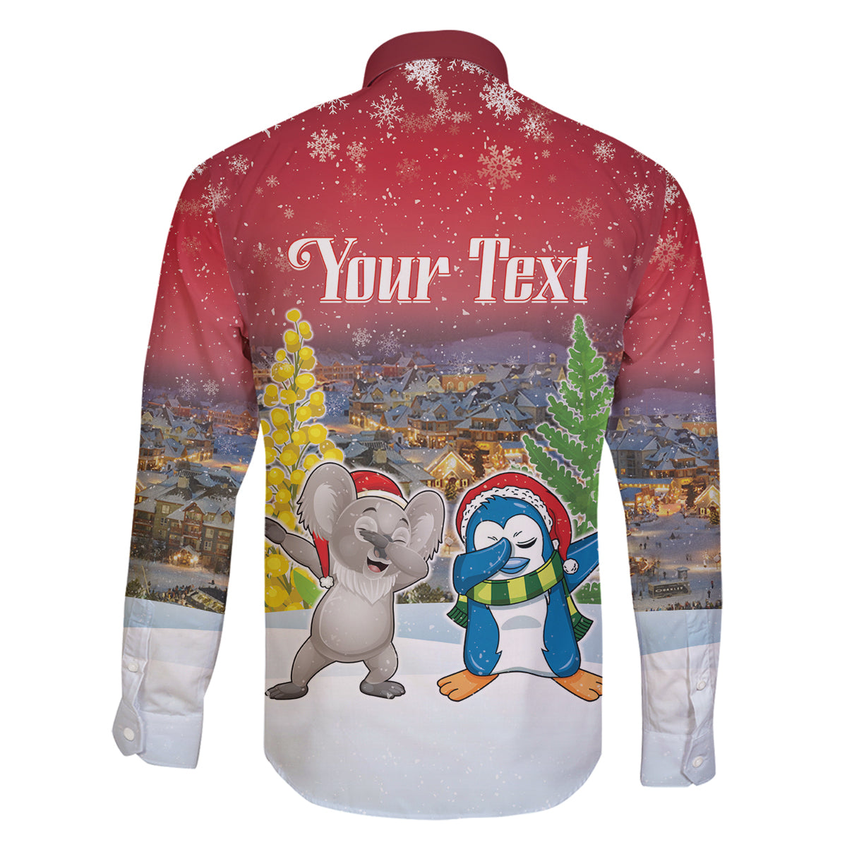 Personalised Christmas In July Family Matching Off The Shoulder Long Sleeve Dress and Hawaiian Shirt Funny Dabbing Dance Koala And Blue Penguins LT05 - Polynesian Pride