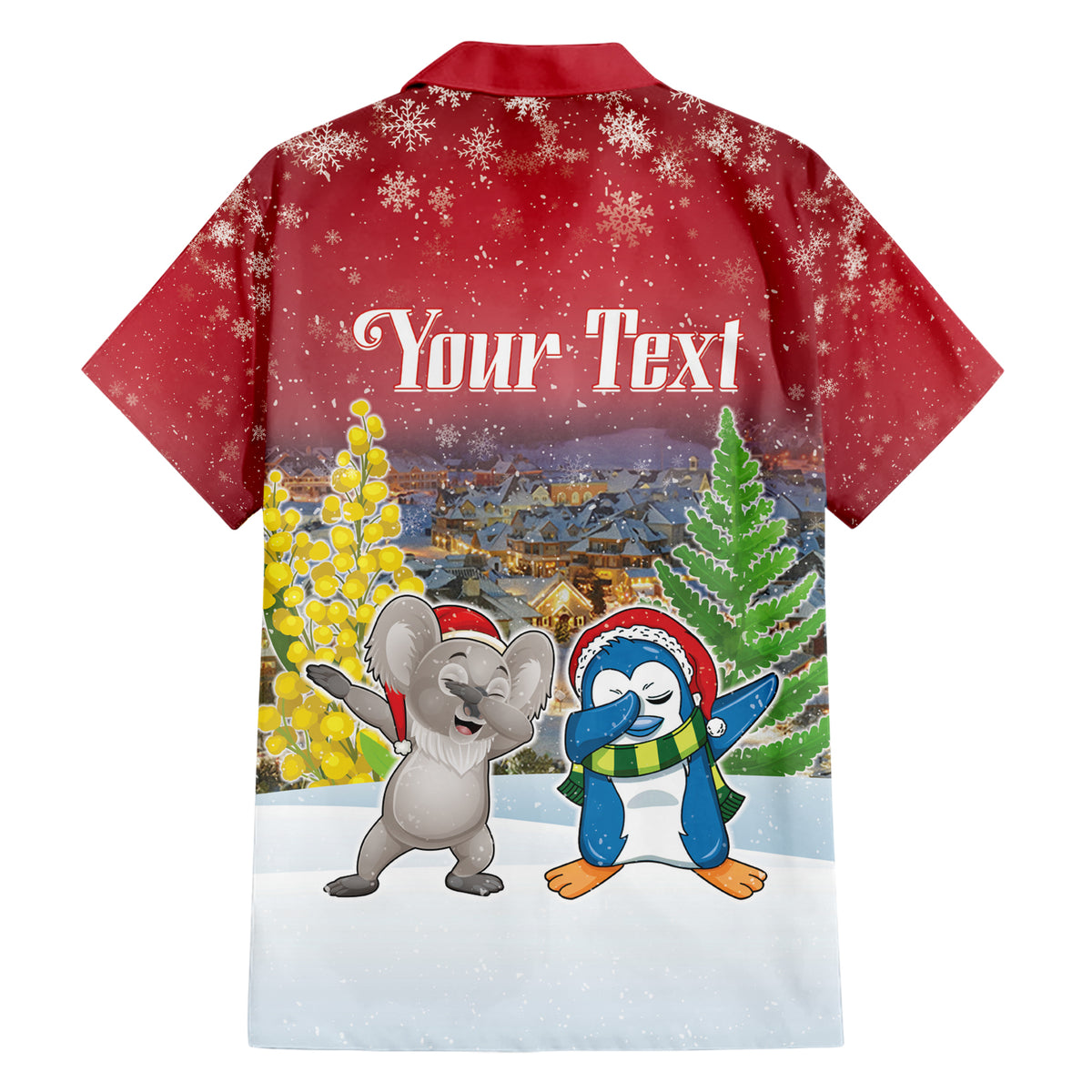 Personalised Christmas In July Hawaiian Shirt Funny Dabbing Dance Koala And Blue Penguins