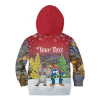 Personalised Christmas In July Kid Hoodie Funny Dabbing Dance Koala And Blue Penguins