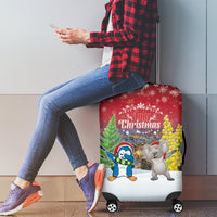 Christmas In July Luggage Cover Funny Dabbing Dance Koala And Blue Penguins LT05 - Polynesian Pride