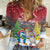 Personalised Christmas In July Women Casual Shirt Funny Dabbing Dance Koala And Blue Penguins