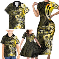 Sarcoma Awareness Family Matching Short Sleeve Bodycon Dress and Hawaiian Shirt You Are Stronger Than Sarcoma