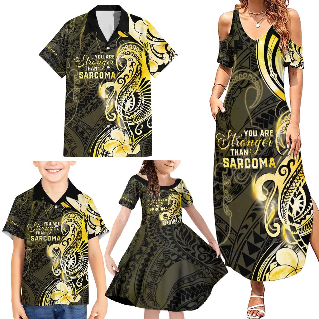 Sarcoma Awareness Family Matching Summer Maxi Dress and Hawaiian Shirt You Are Stronger Than Sarcoma