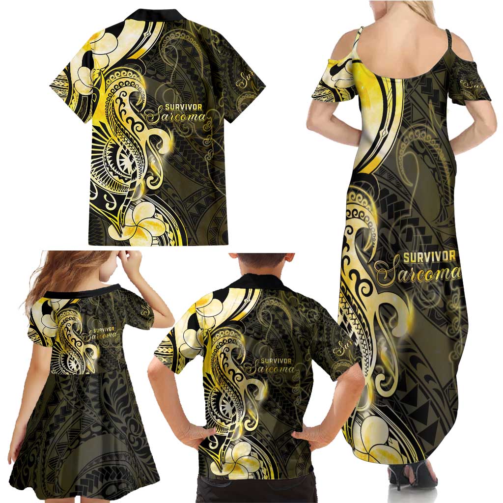 Sarcoma Awareness Family Matching Summer Maxi Dress and Hawaiian Shirt You Are Stronger Than Sarcoma