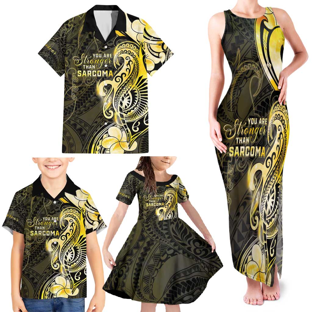 Sarcoma Awareness Family Matching Tank Maxi Dress and Hawaiian Shirt You Are Stronger Than Sarcoma