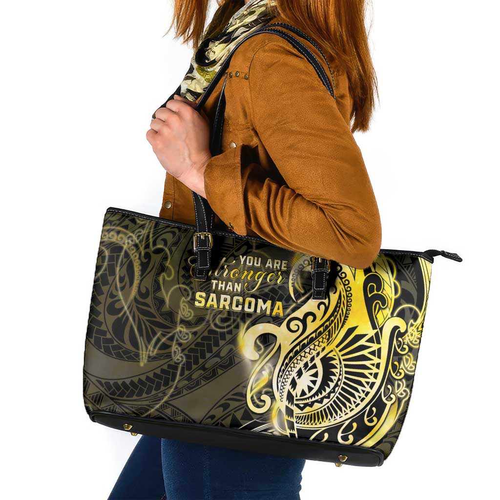 Sarcoma Awareness Leather Tote Bag You Are Stronger Than Sarcoma LT05 Yellow - Polynesian Pride
