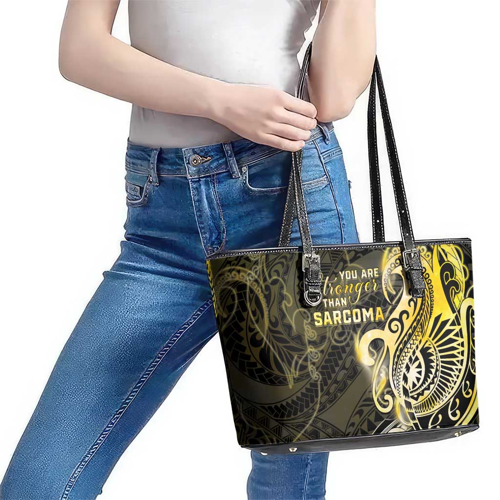 Sarcoma Awareness Leather Tote Bag You Are Stronger Than Sarcoma