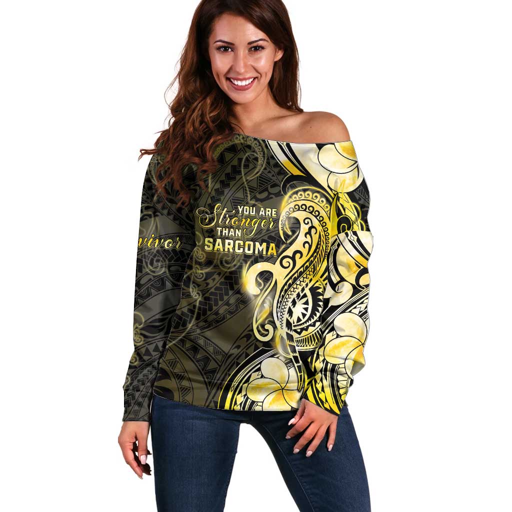 Sarcoma Awareness Off Shoulder Sweater You Are Stronger Than Sarcoma