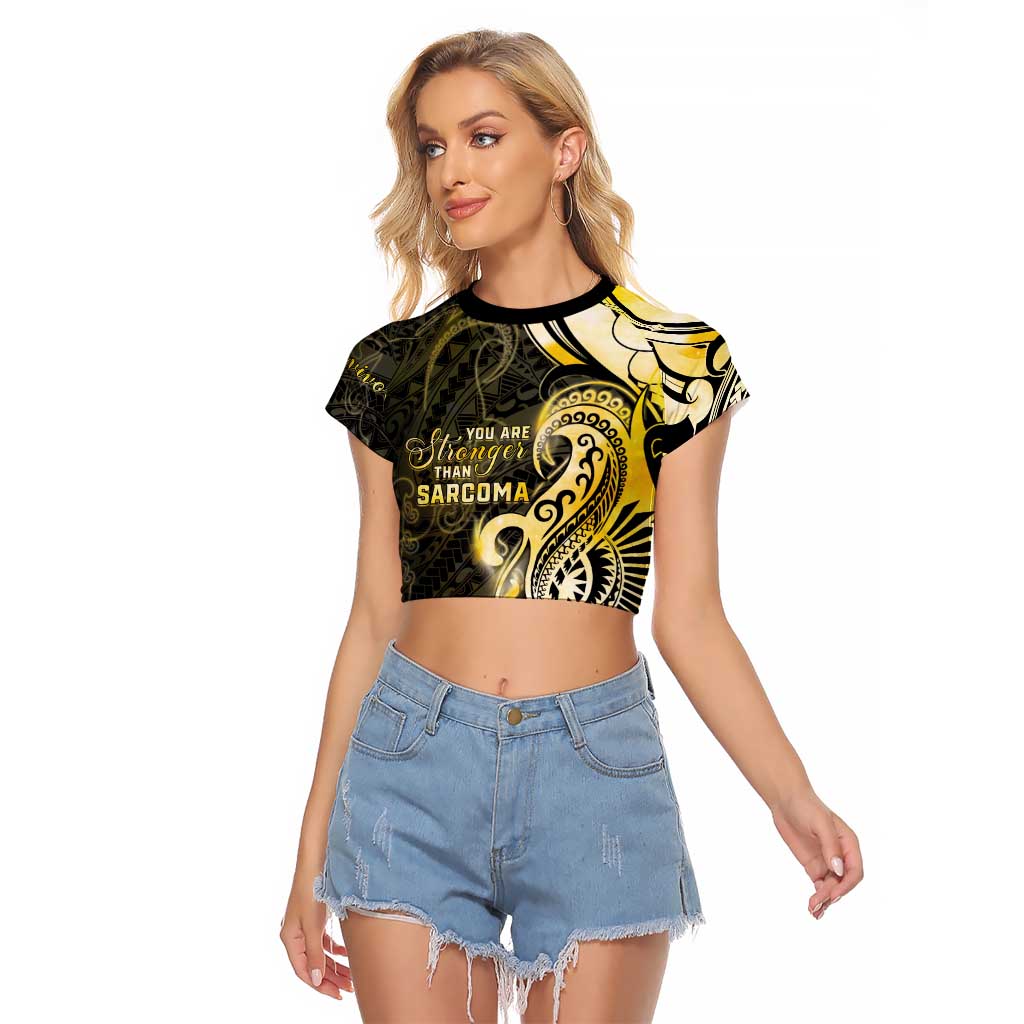 Sarcoma Awareness Raglan Cropped T Shirt You Are Stronger Than Sarcoma LT05 Female Yellow - Polynesian Pride