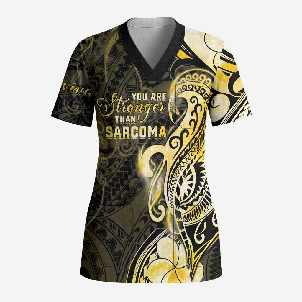 Sarcoma Awareness Scrub Top You Are Stronger Than Sarcoma - Polynesian Pride