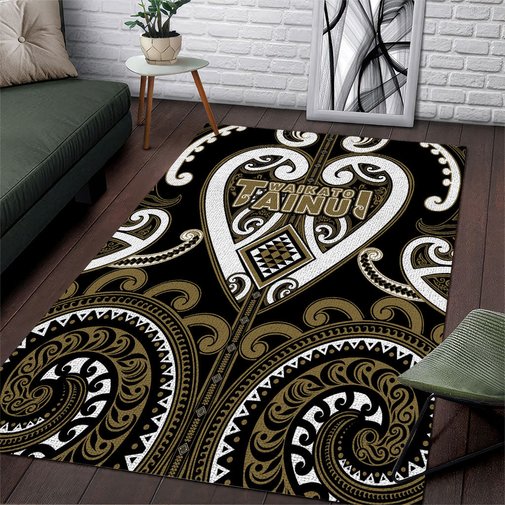 Aotearoa Waikato Tainui Area Rug Maori Tribal Pattern LT05 Dark Yellow - Polynesian Pride