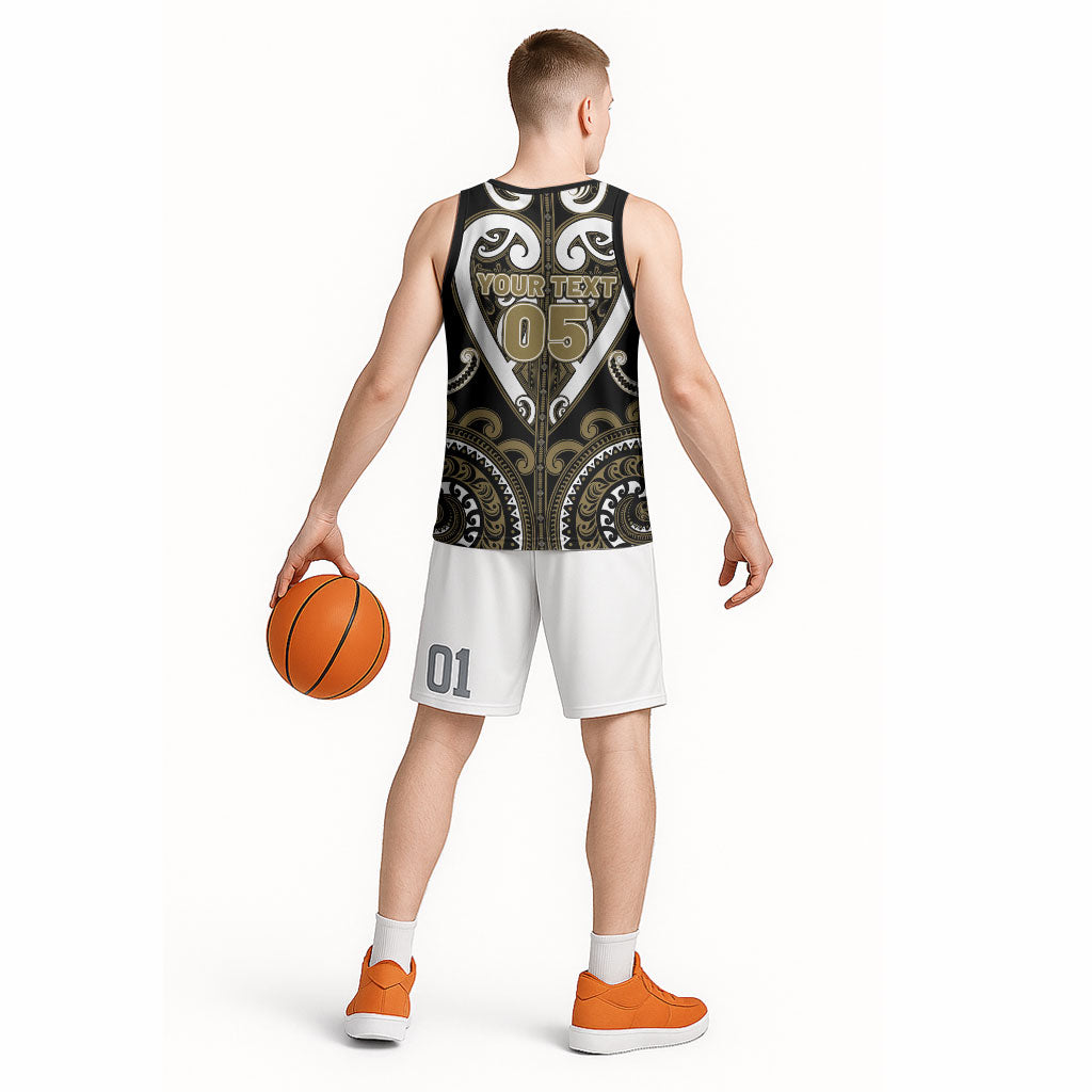 Custom Aotearoa Waikato Tainui Basketball Jersey Maori Tribal Pattern