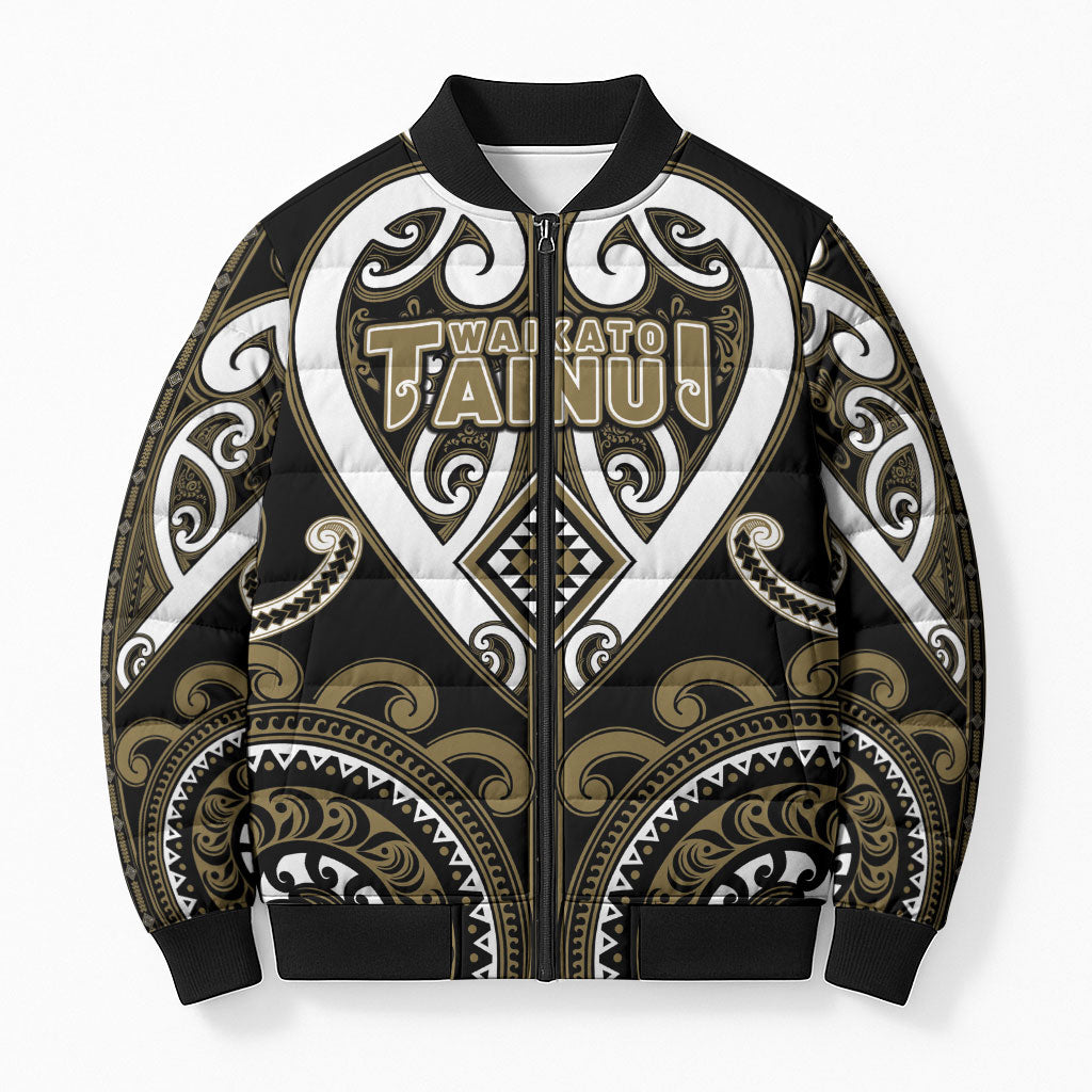 Custom Aotearoa Waikato Tainui Bomber Puffer Jacket Maori Tribal Pattern
