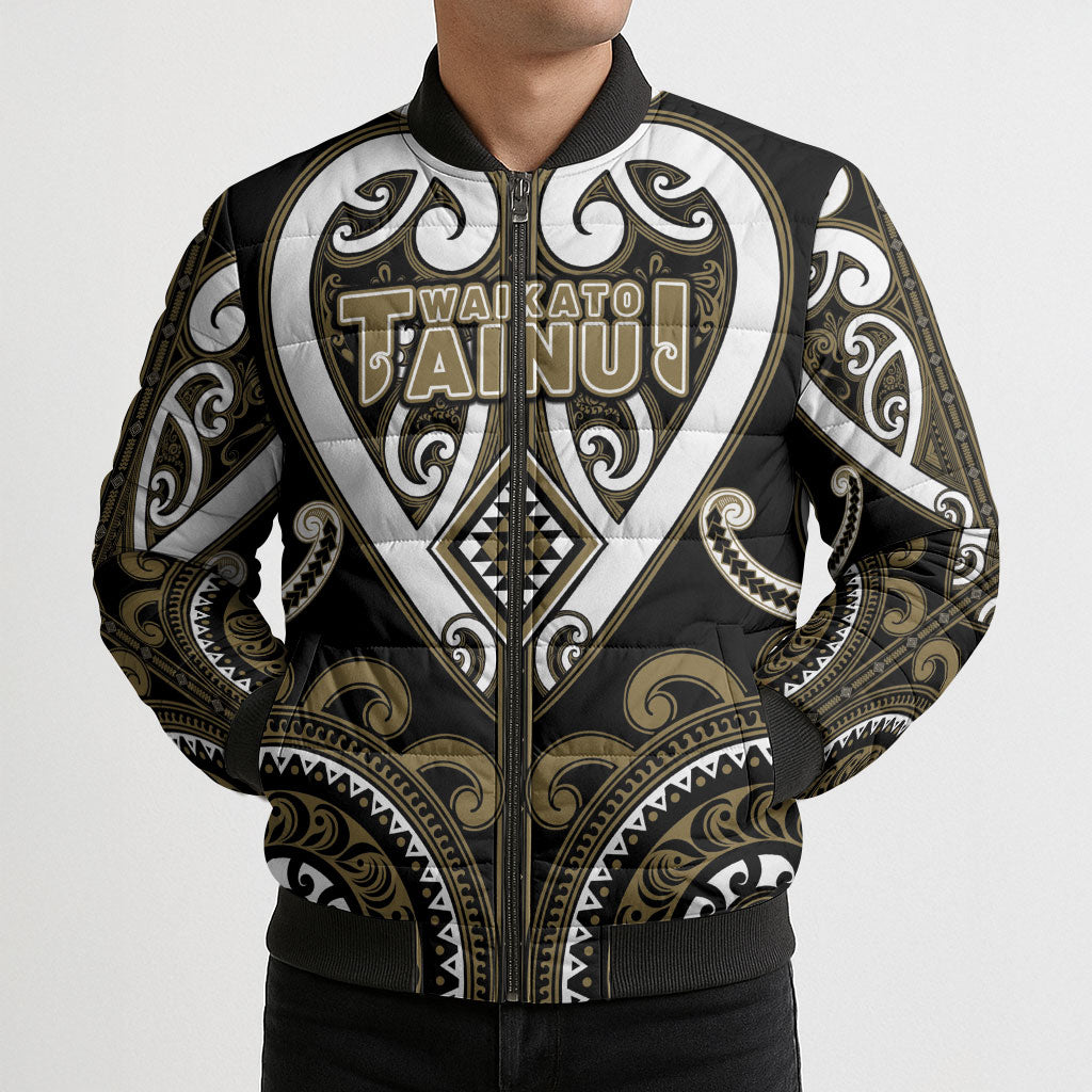Custom Aotearoa Waikato Tainui Bomber Puffer Jacket Maori Tribal Pattern