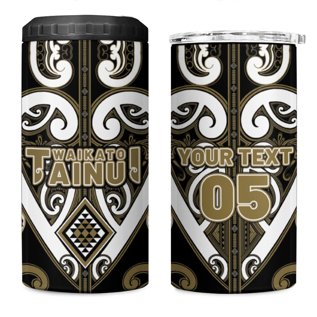 Custom Aotearoa Waikato Tainui 4 in 1 Can Cooler Tumbler Maori Tribal Pattern