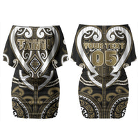 Custom Aotearoa Waikato Tainui Couples Matching Off Shoulder Short Dress and Hawaiian Shirt Maori Tribal Pattern