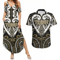 Custom Aotearoa Waikato Tainui Couples Matching Summer Maxi Dress and Hawaiian Shirt Maori Tribal Pattern