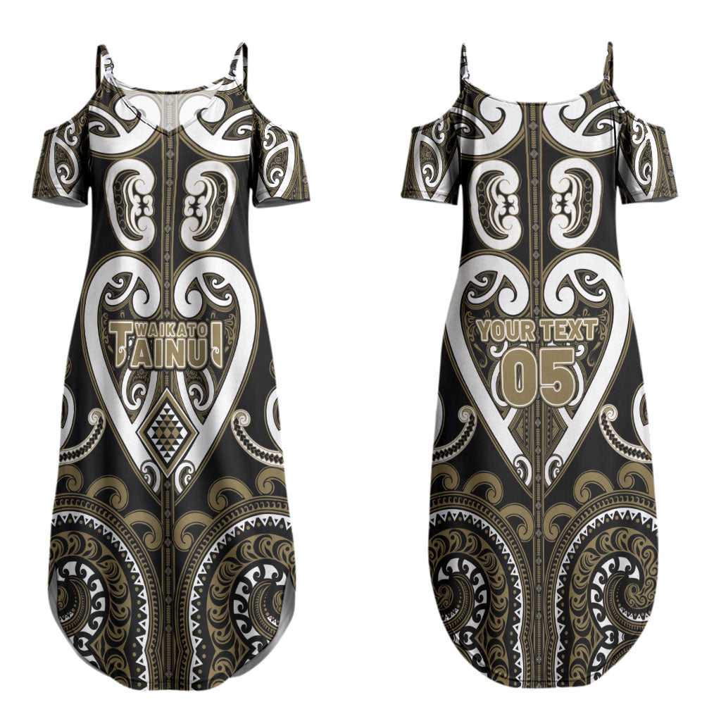 Custom Aotearoa Waikato Tainui Couples Matching Summer Maxi Dress and Hawaiian Shirt Maori Tribal Pattern