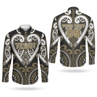Custom Aotearoa Waikato Tainui Couples Matching Tank Maxi Dress and Long Sleeve Button Shirt Maori Tribal Pattern