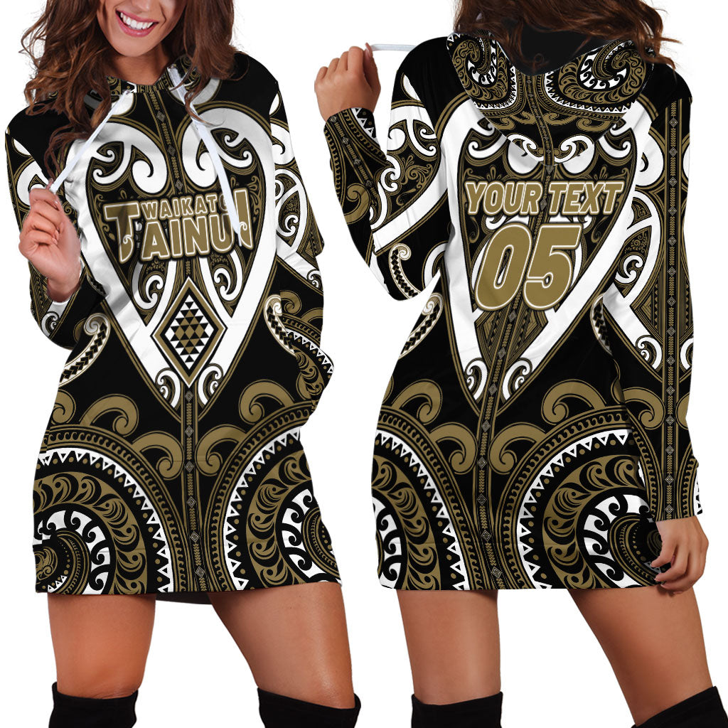 Custom Aotearoa Waikato Tainui Hoodie Dress Maori Tribal Pattern