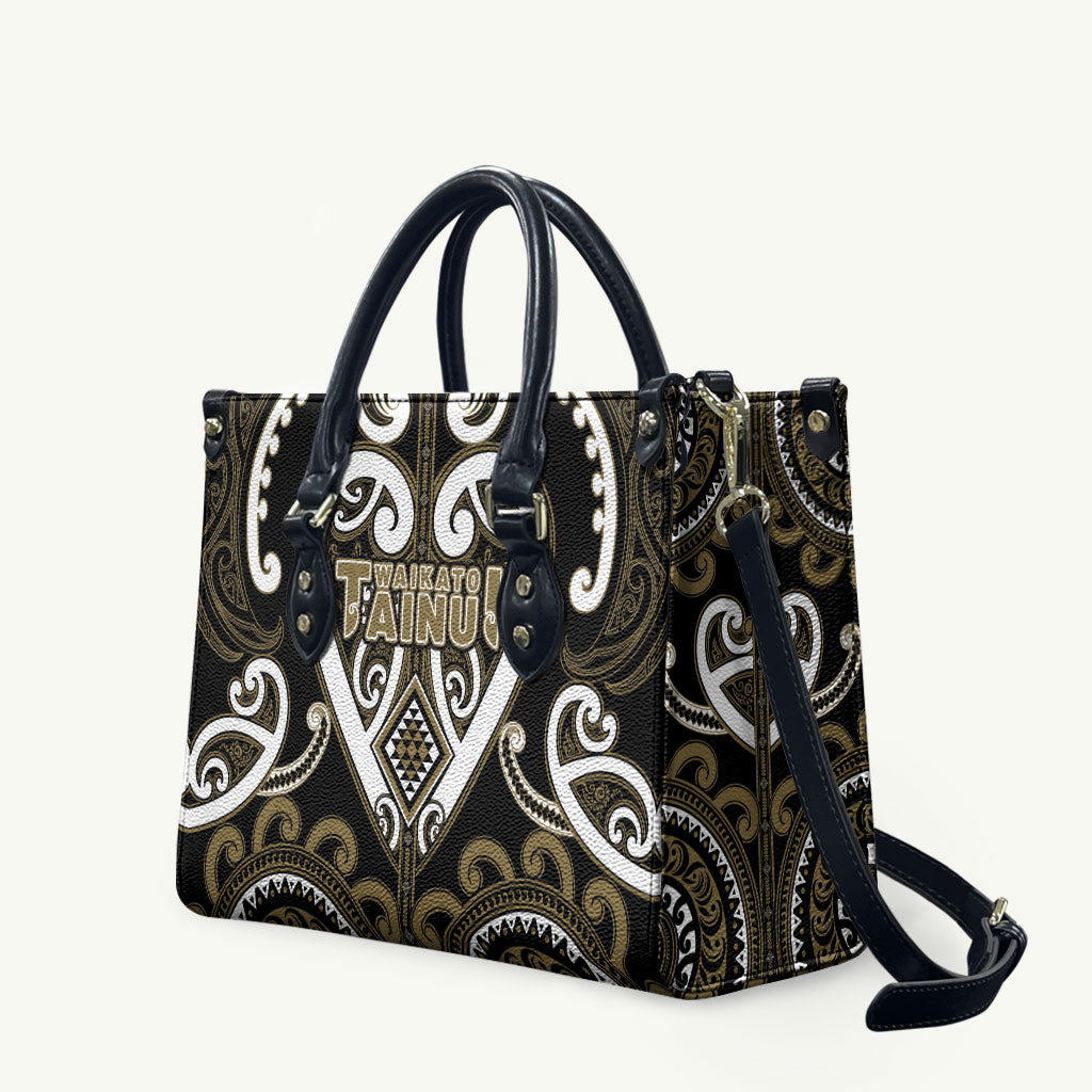 Aotearoa Waikato Tainui Leather Bag Maori Tribal Pattern LT05 Dark Yellow - Polynesian Pride