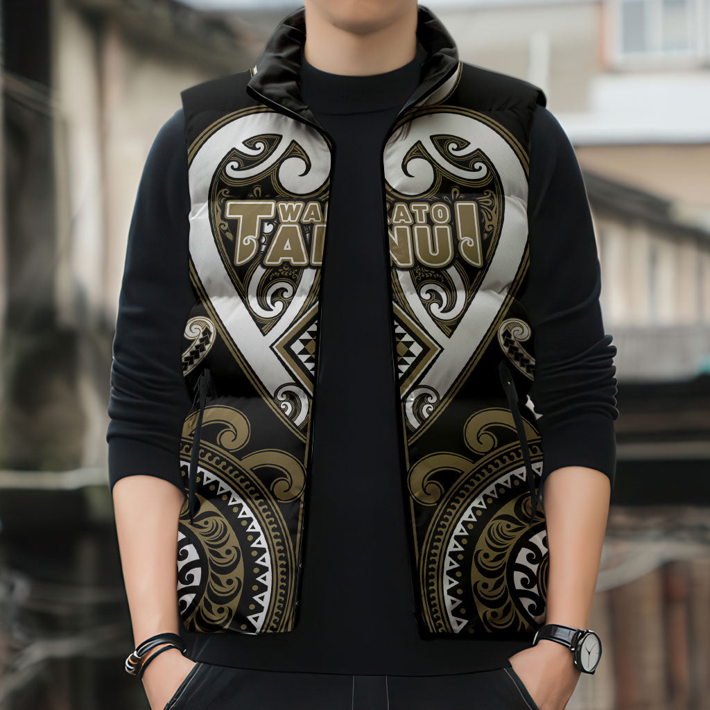 Custom Aotearoa Waikato Tainui Sleeveless Puffer Jacket Maori Tribal Pattern