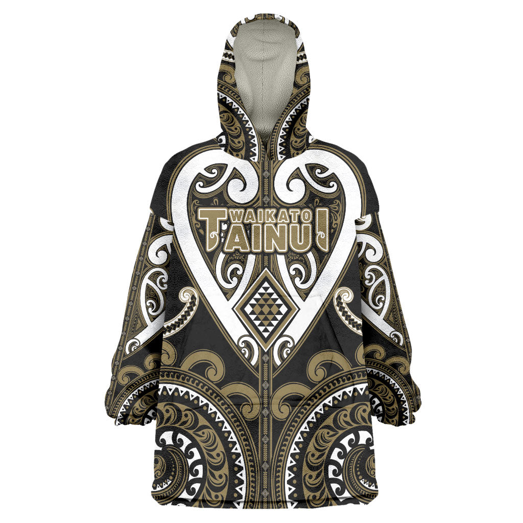 Custom Aotearoa Waikato Tainui Wearable Blanket Hoodie Maori Tribal Pattern