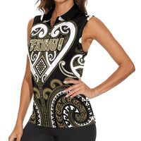 Custom Aotearoa Waikato Tainui Women Sleeveless Polo Shirt Maori Tribal Pattern