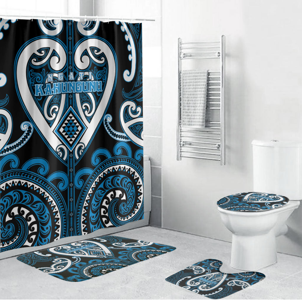 Aotearoa Ngati Kahungunu Bathroom Set Maori Tribal Pattern LT05 Bathroom Set (4 pcs) Blue - Polynesian Pride